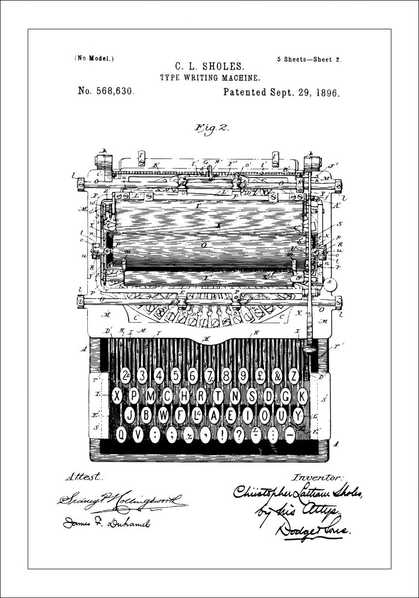 Buy Patent drawing - Typewriter Poster here 