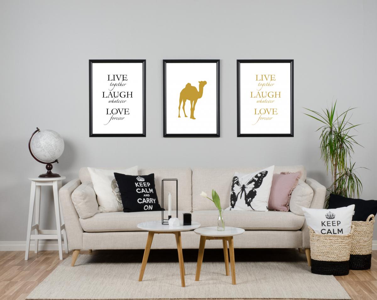 Buy Poster Gold - Live, love here laugh,