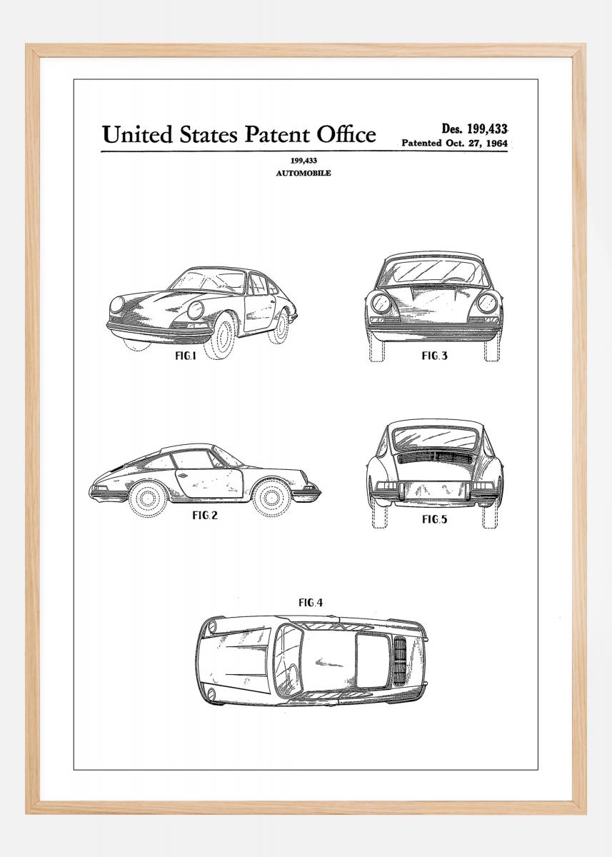 Porsche 911 Car Art Poster Print • Rear View Prints