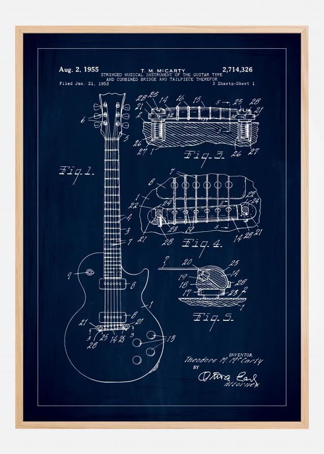 Bildverkstad Patent drawing - Electric guitar I - Blue Poster