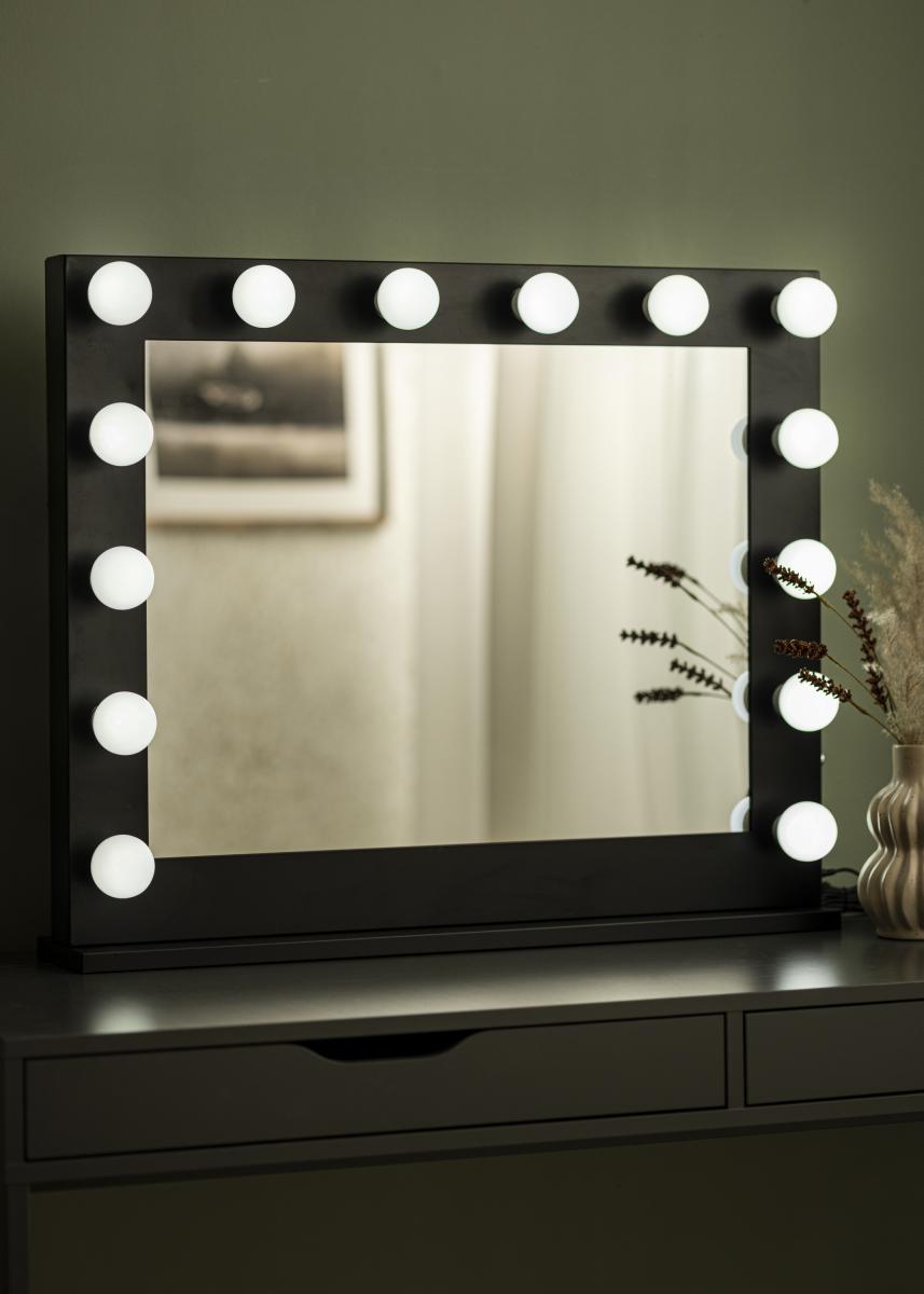 Achetez KAILA Miroir de maquillage Hollywood 14 E27 Noir 80x65 cm ici 